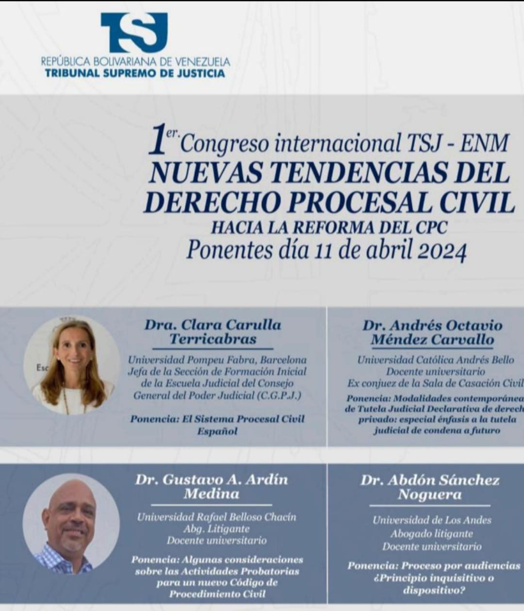 Profesor de URBE participó como ponente en el Primer Congreso Internacional TSJ-ENM sobre Nuevas Tendencias del Derecho Procesal Civil